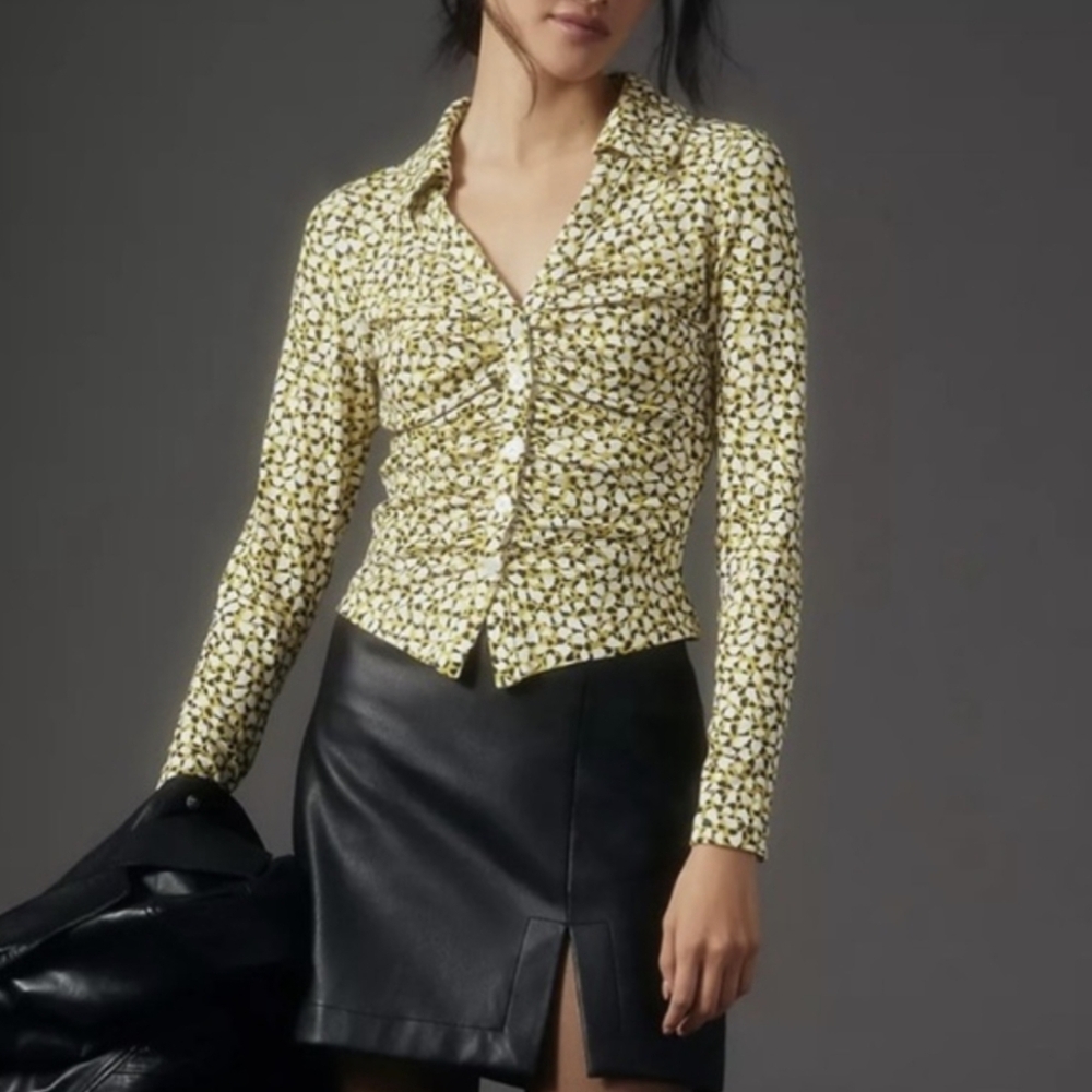 Maeve By Anthropology Ruched Front Top